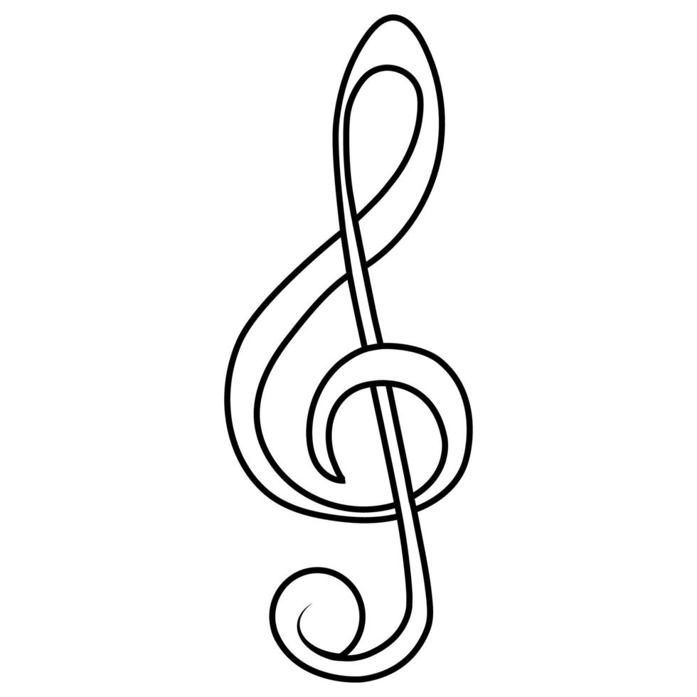 Clef treble music key, violin sheet black swirl, clef treble vector