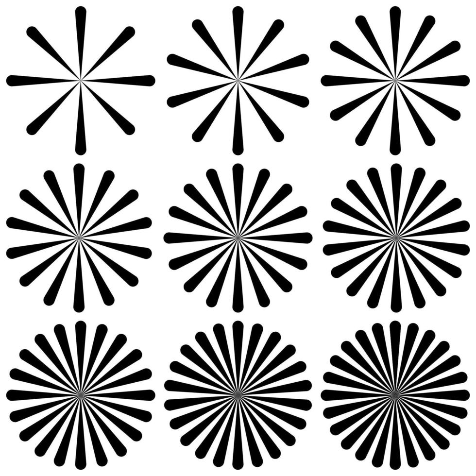Burst sun rays starburst, shine sunburst radial, circular shape rays vector