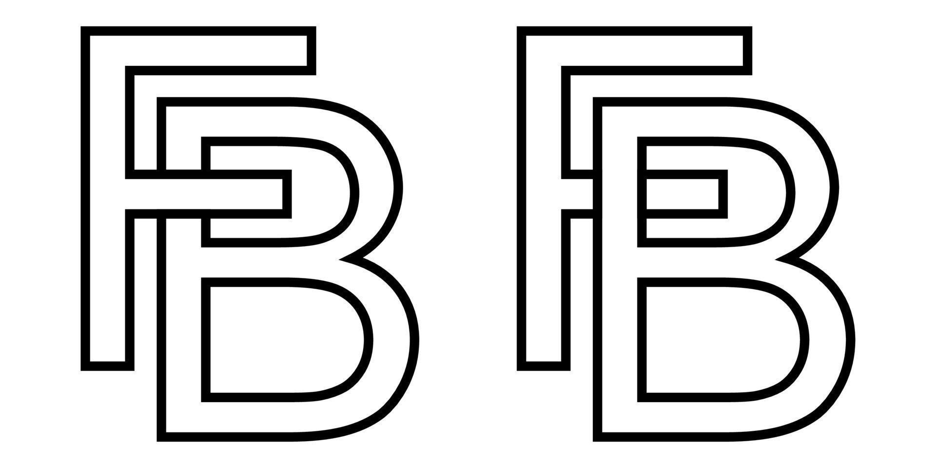 Logo sign fb bf icon sign interlaced letters B, F vector logo bf, fb first capital letters pattern alphabet b, f