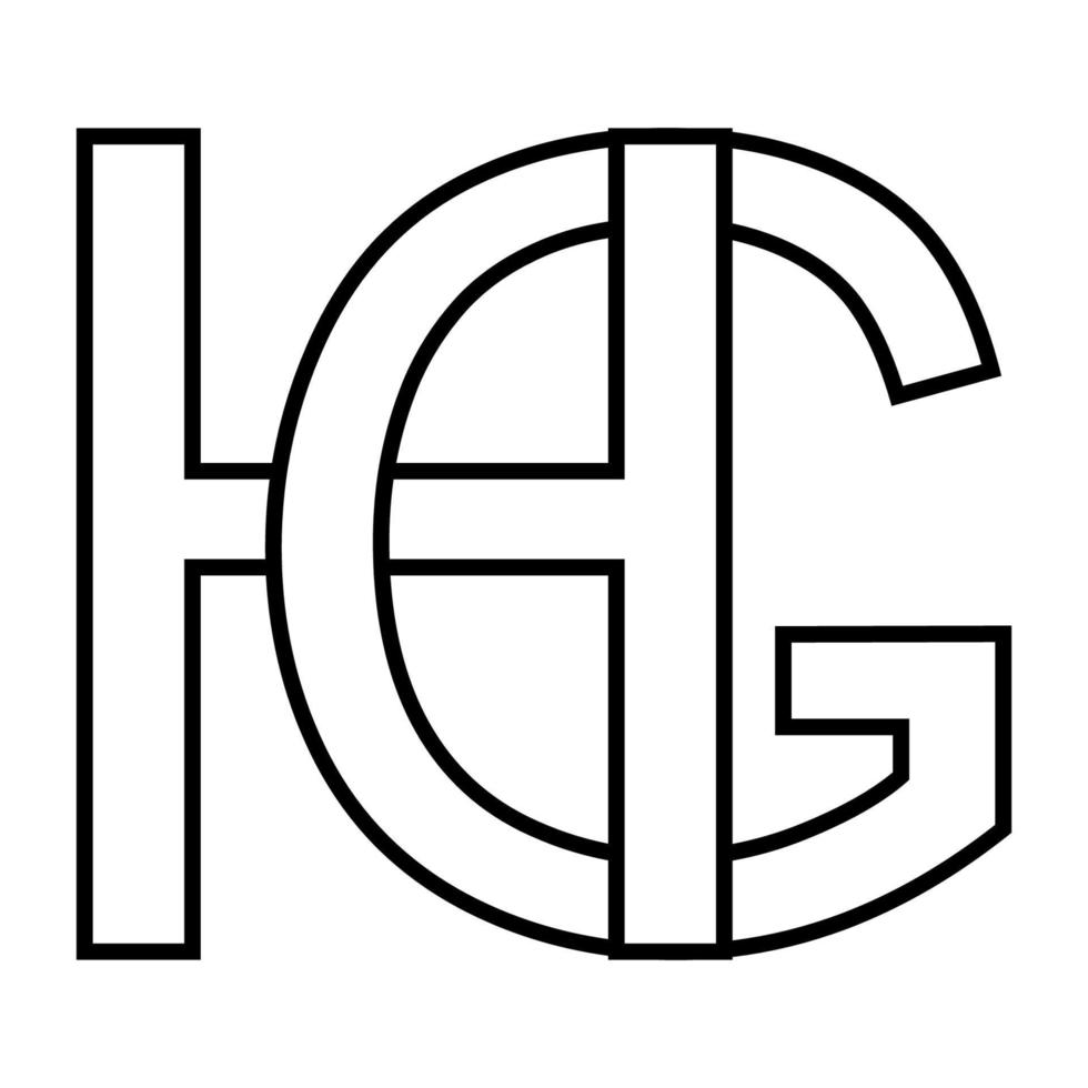 logo firmar hg gh icono, nft entrelazado letras sol h vector