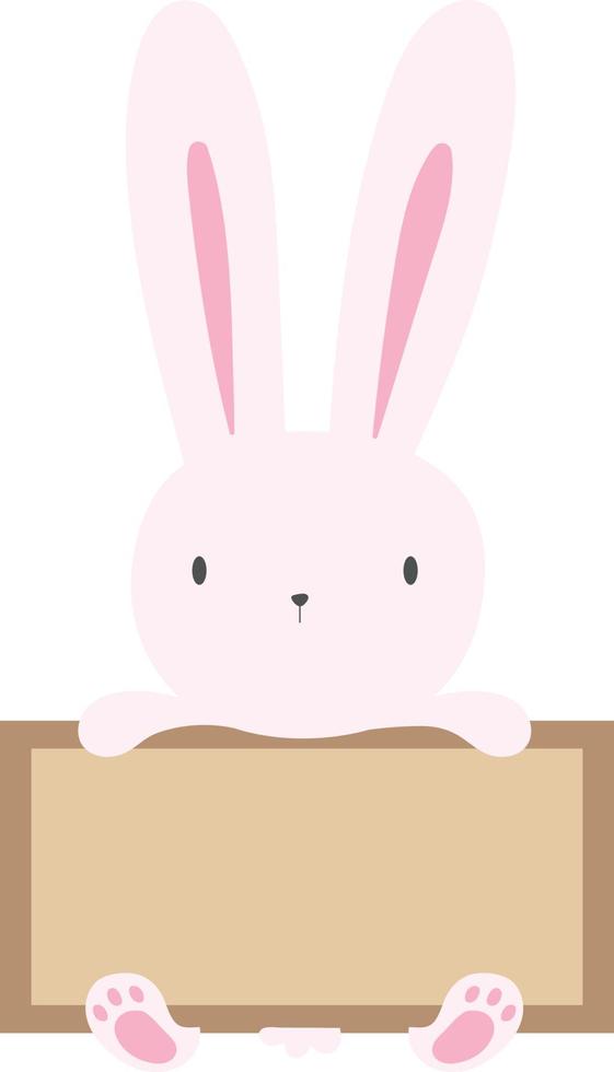 Cute Easter White Rabbit With Board vector