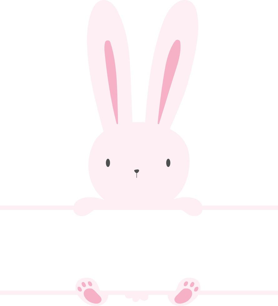 Cute Easter White Rabbit Name Frame vector