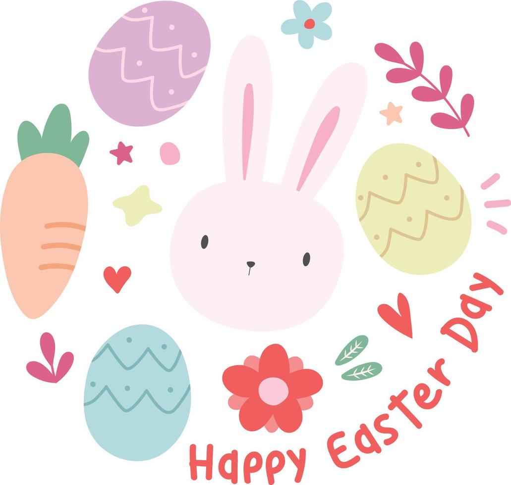 contento Pascua de Resurrección día charactor dibujos animados tema palabra conejito cara vector