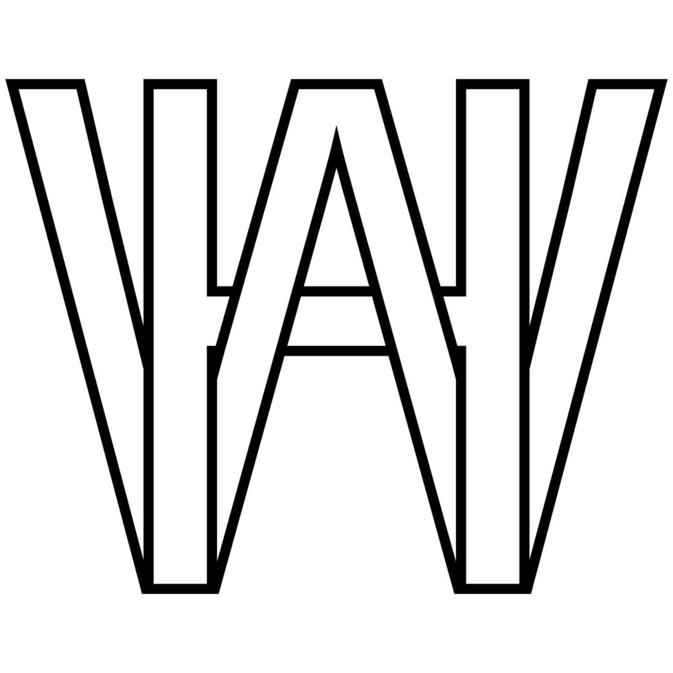 logo firmar hw wh icono nft entrelazado letras w h vector