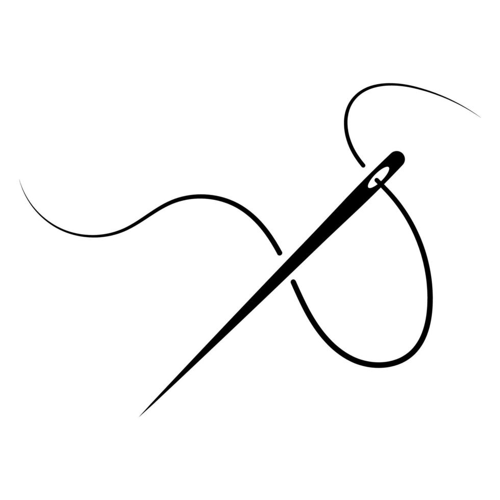 Wriggling thread around a sewing needle, the logo of a clothing atelier vector