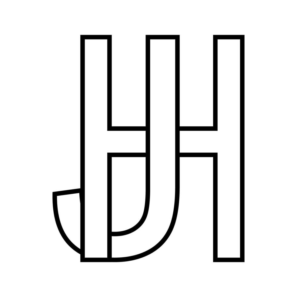 logo firmar hj J h icono, doble letras logotipo h j vector