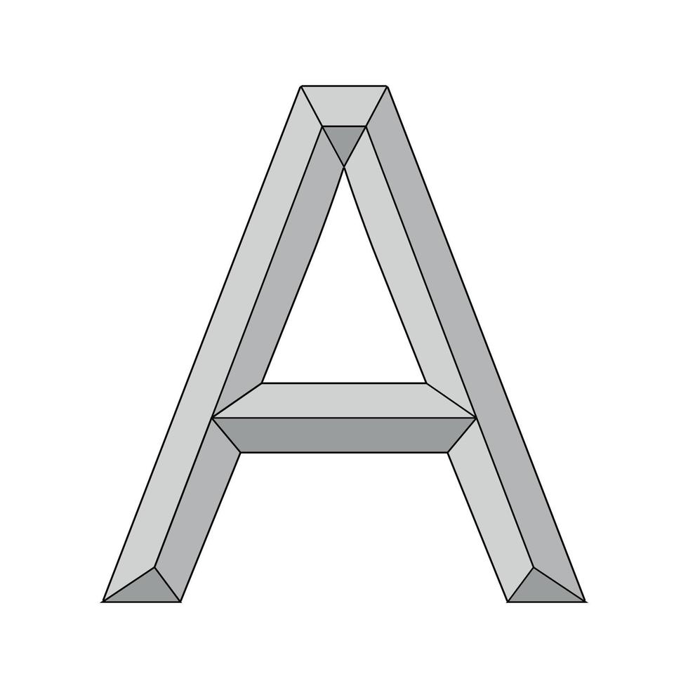 logo three dimensional letter a, vector capital first letter of the alphabet a symbol primacy and origin