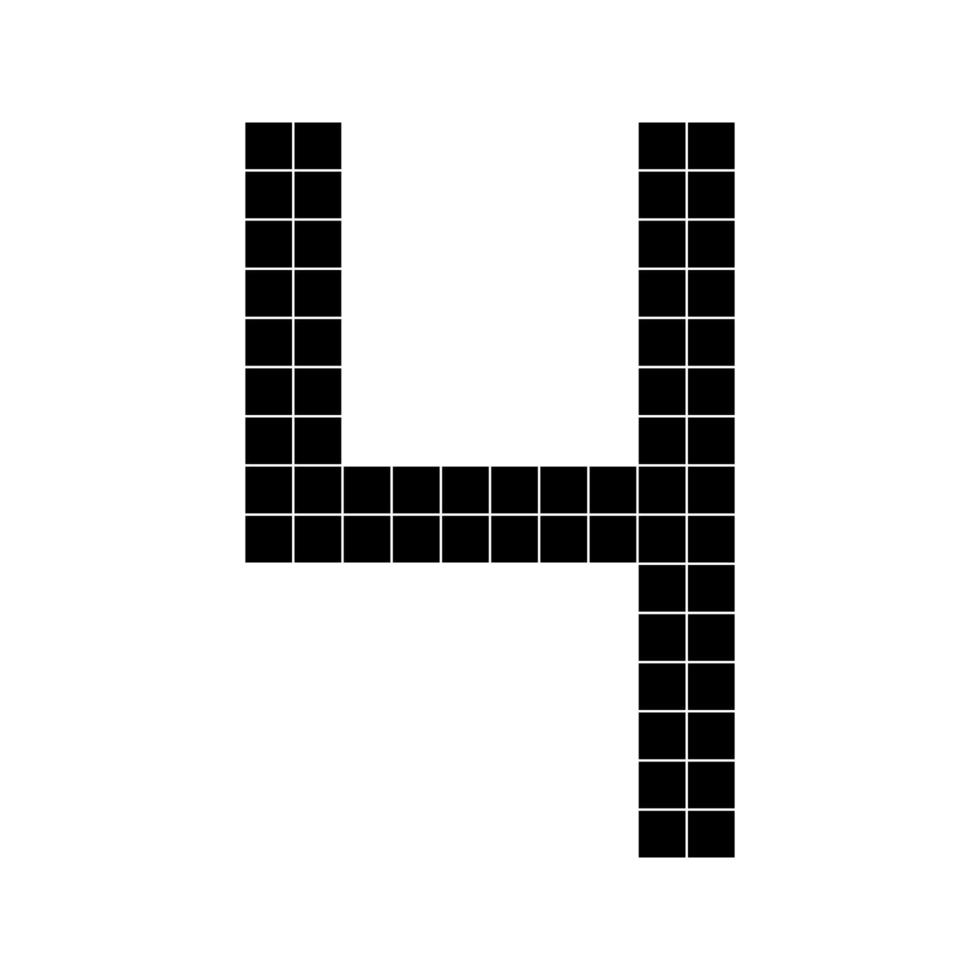 número 4 4 cuatro 3d cubo píxel forma Minecraft 8 poco vector