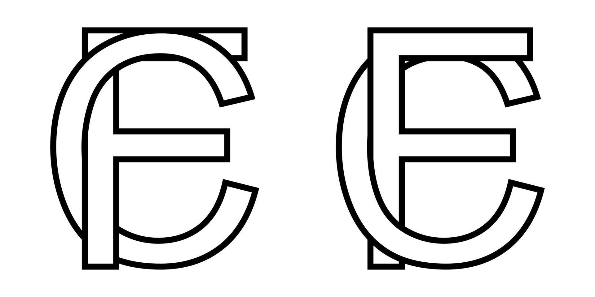 Logo sign fc cf icon sign interlaced letters C, F vector logo cf, fc first capital letters pattern alphabet c, f