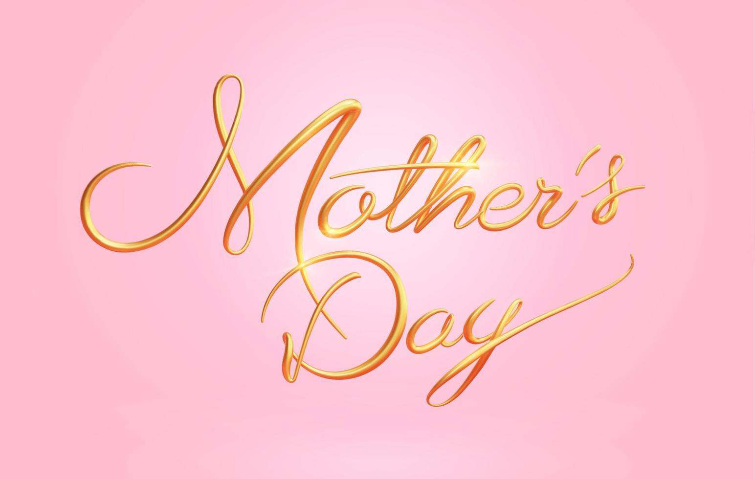 3d luxury typography design. Gold cursive handwritten script of Mother's Day. Suitable for holiday decoration. vector