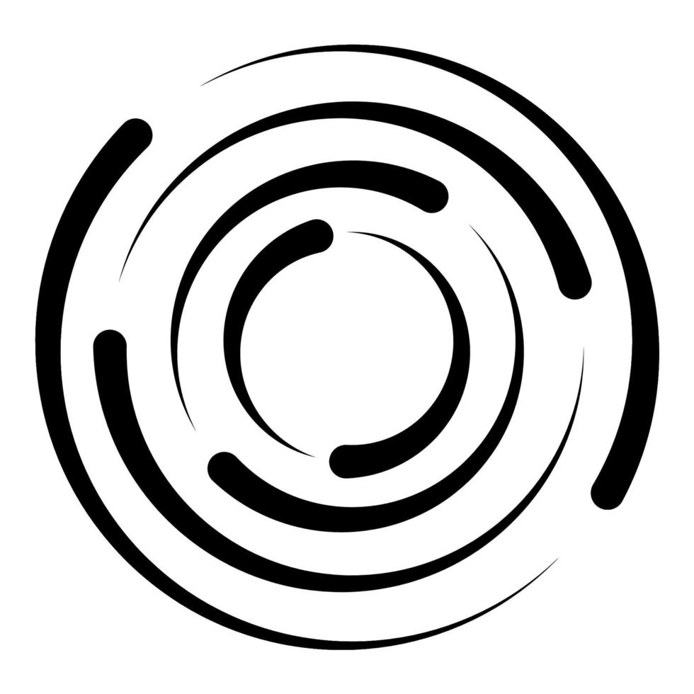 Concentric circle swirl line radius, circle rotation icon vector