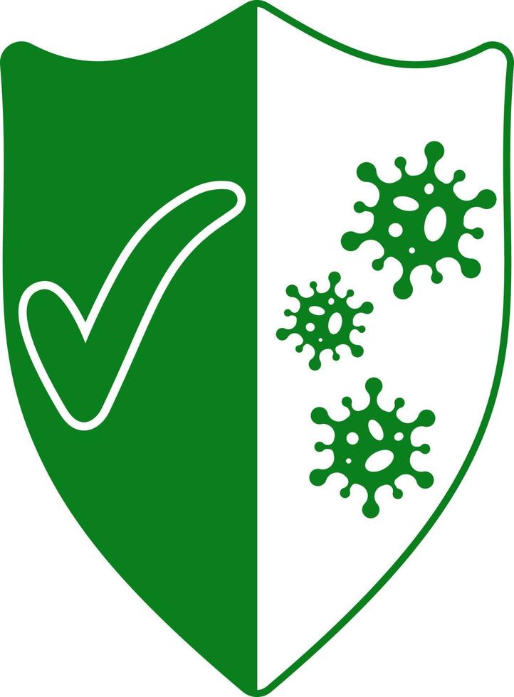 sign protection from viruses, shield  green tick  bacterial viruses coronavirus vector