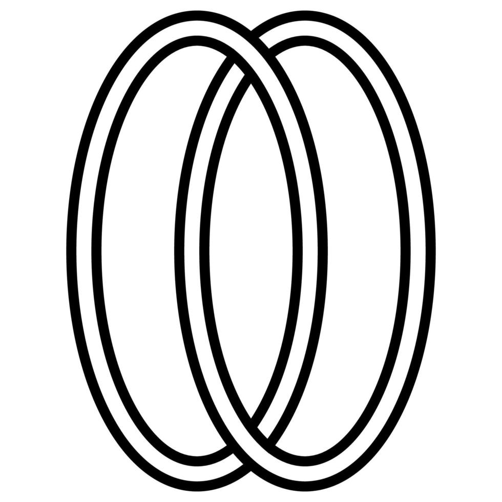 Interlocking ellipse icon sign outline rings. Circles, rings wedding vector