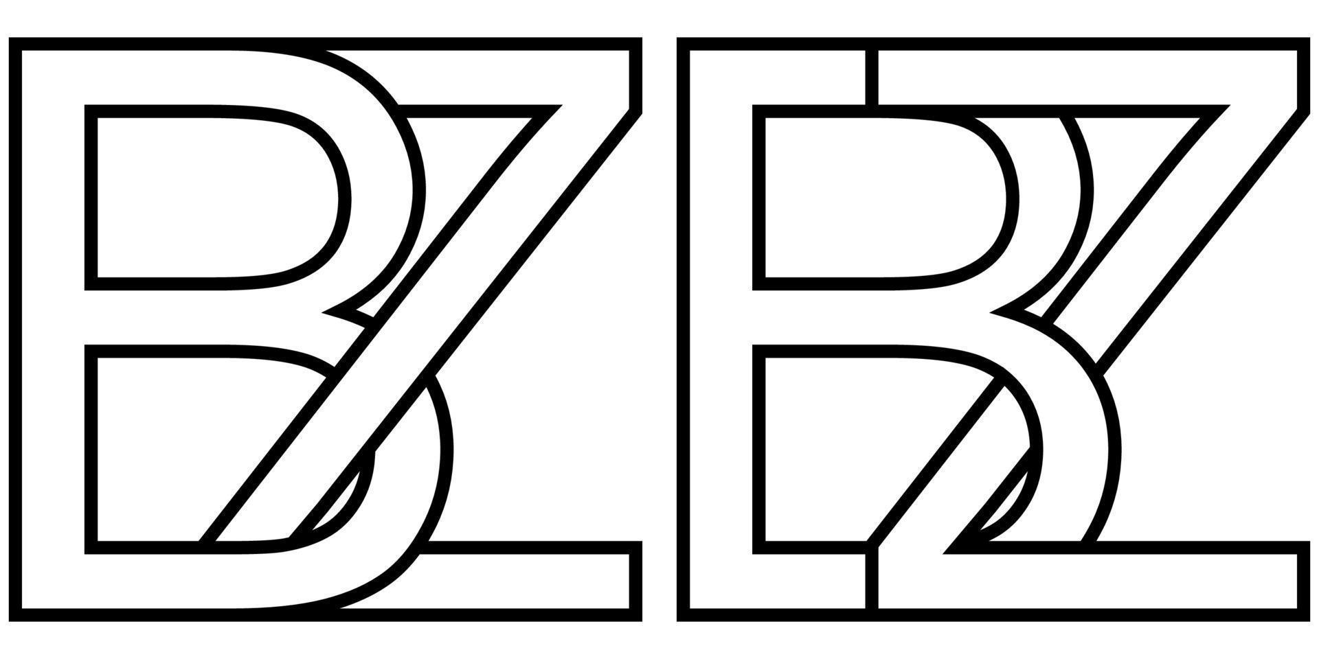 Logo sign bz zb icon sign two interlaced letters b, z vector logo bz, zb first capital letters pattern alphabet b, z