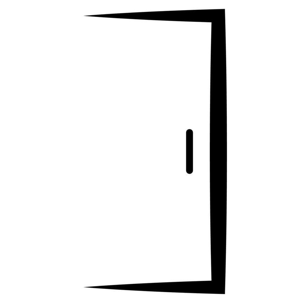 Door open logo, icon door house, outline close office frame vector