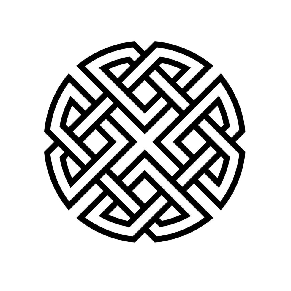 round celtic knot ethno pattern, vector weave knitted lines stripes knot health development and good luck