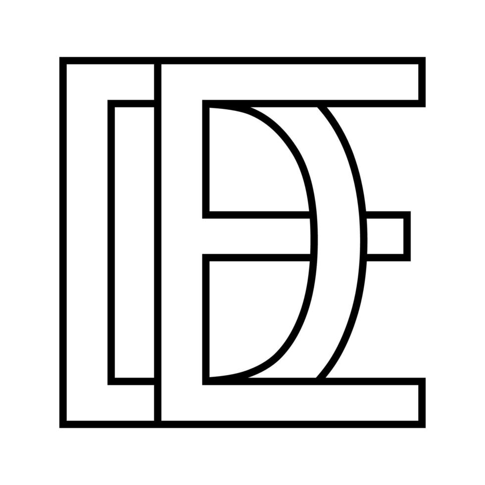 Logo sign de ed icon sign interlaced, letters d e vector