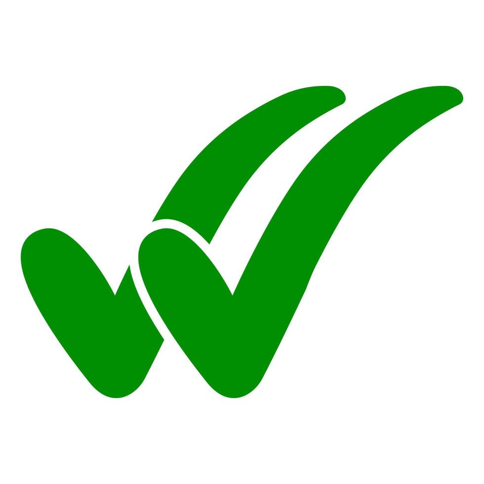 Double check icon, two green checkmarks, double check guarantee vector