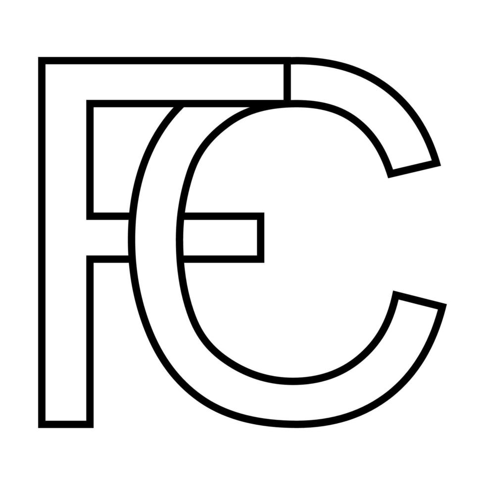 logo firmar, fc cf icono nft fc entrelazado letras F C vector