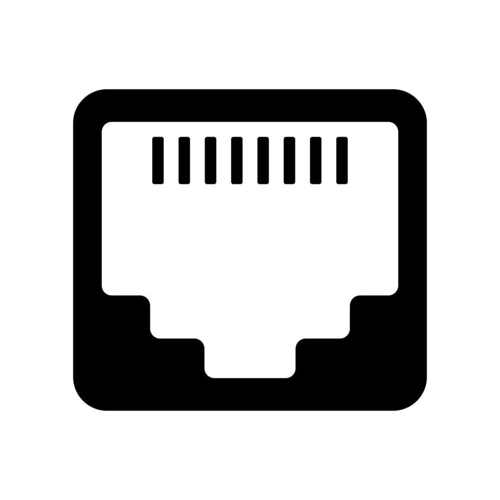 Ethernet port icon, Lan network port, communication port stock illustration vector