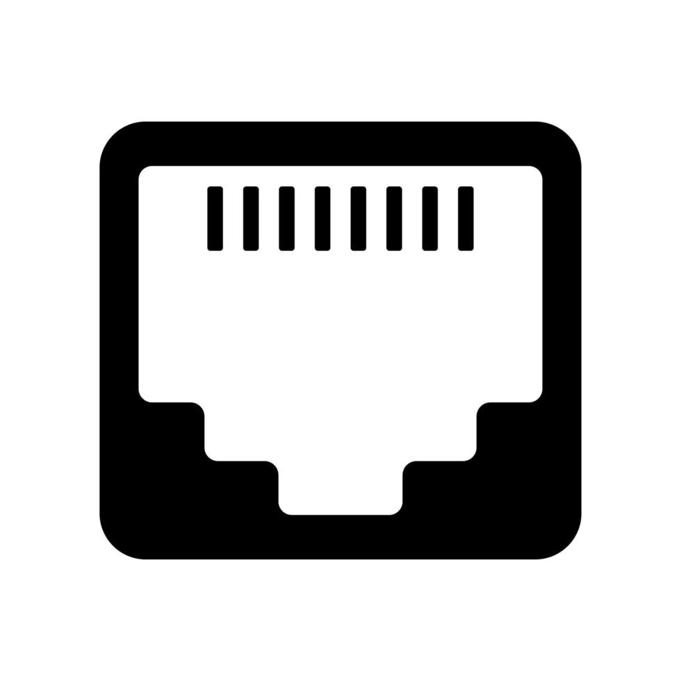 Ethernet port icon, Lan network port, communication port stock illustration vector