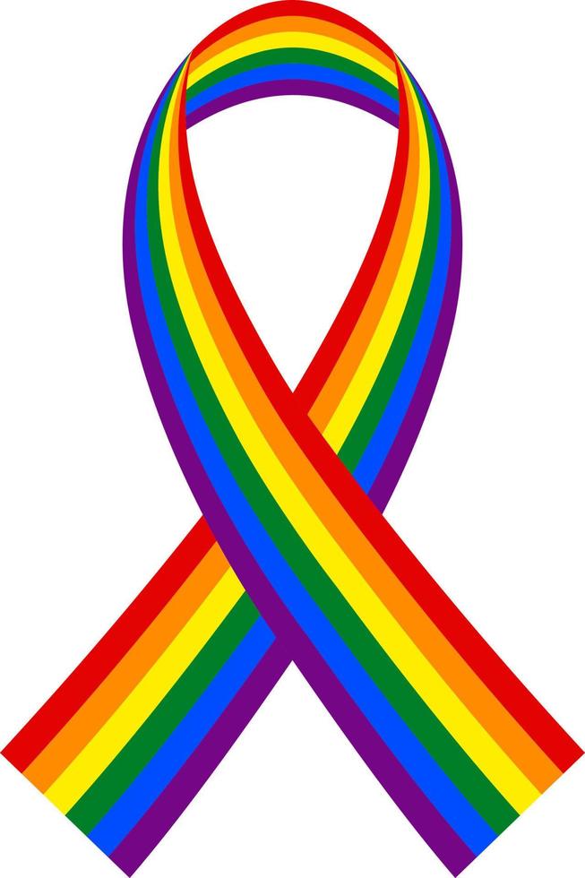 Rainbow LGBT ribbon, vector symbol and flag