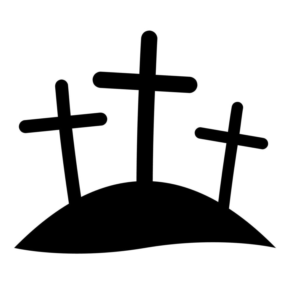 Calvary crosses, sign Christianity, three crosses on hill vector