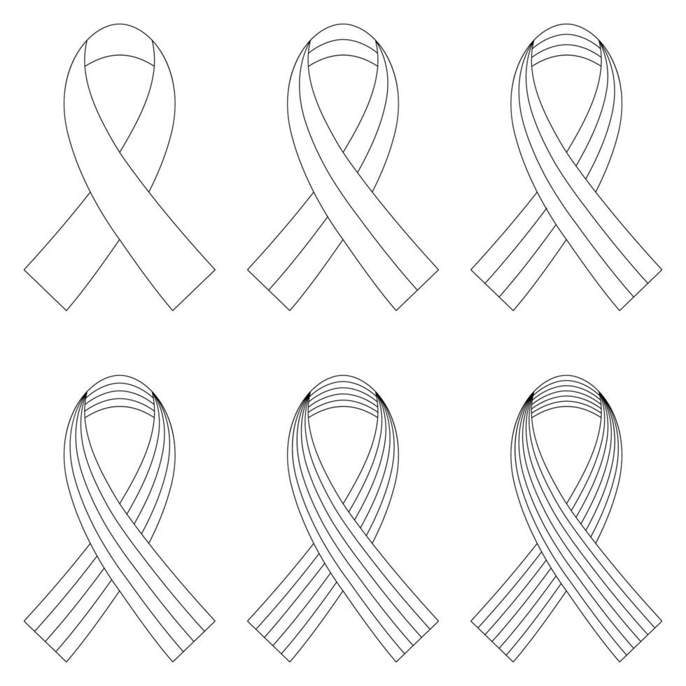 set of wrapped ribbons with a different number of stripes, a template for coloring, a twisted ribbon template for a symbol or logo vector