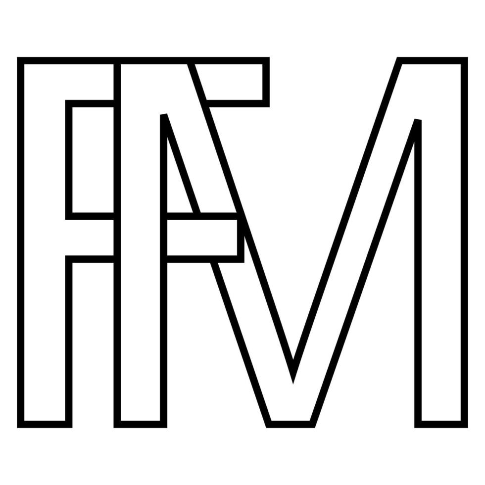 Logo sign, fm mf icon nft fm interlaced letters f m vector