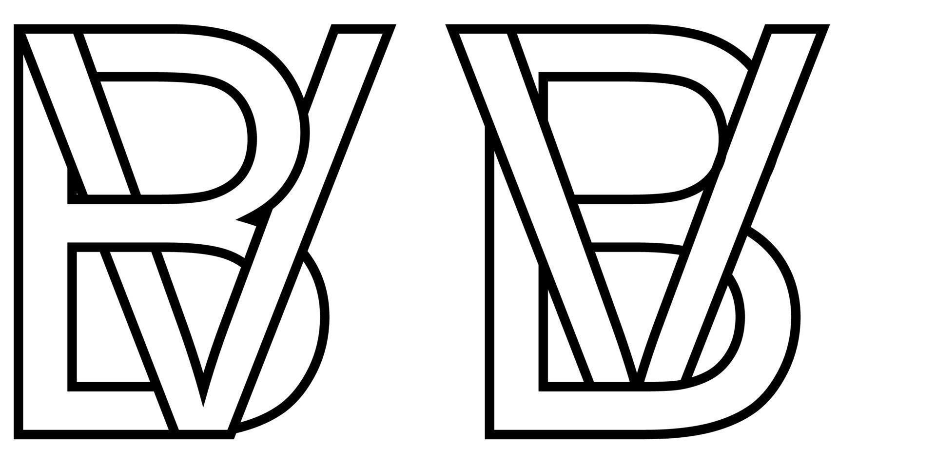 Logo sign bv vb icon sign two interlaced letters b, v vector logo bv, vb first capital letters pattern alphabet b, v