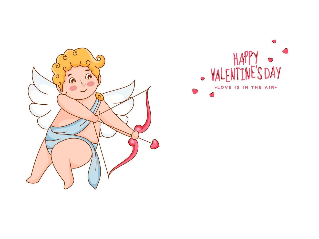 dibujos animados ángel Cupido con flecha en blanco antecedentes para contento San Valentín día, amor es en el aire concepto. vector