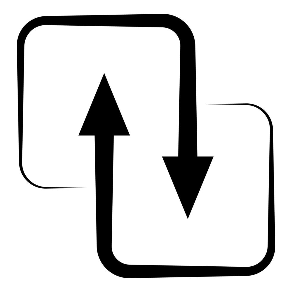 Black direction arrows for transfer, synchronization, data transfer, square arrow exchange concept vector