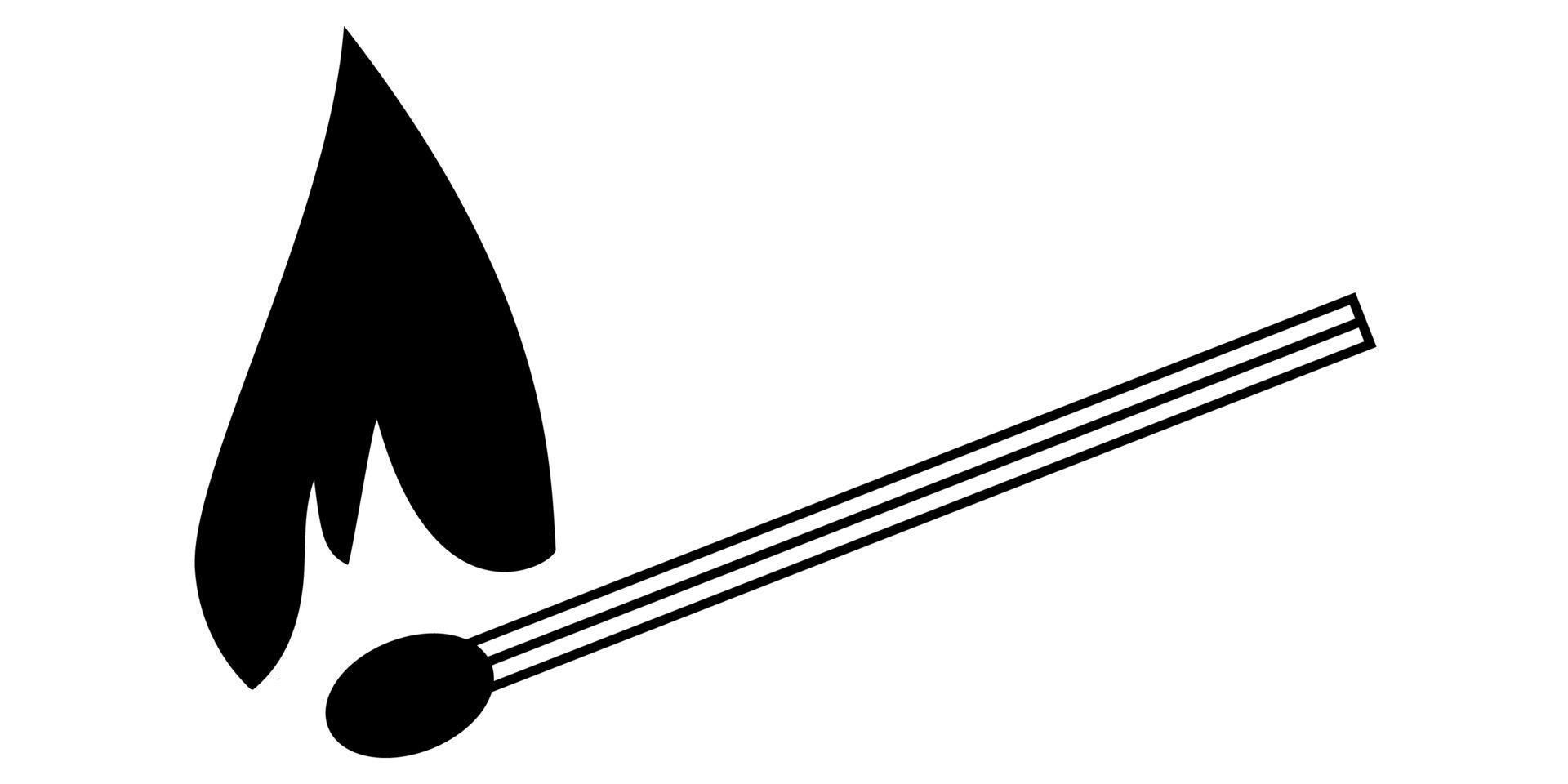 Burning safety match icon, arson sign with a match vector