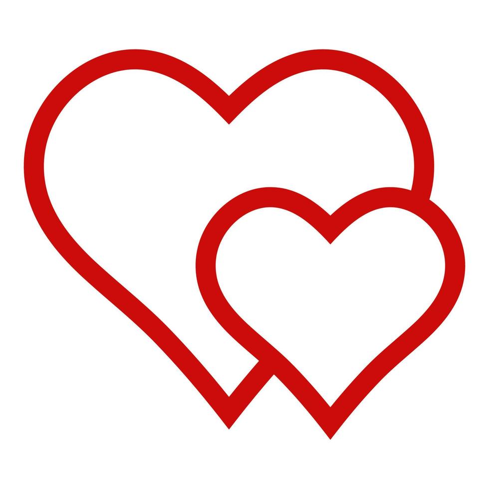 corazón doble logo dos 2 amar, icono enamorado contento día vector