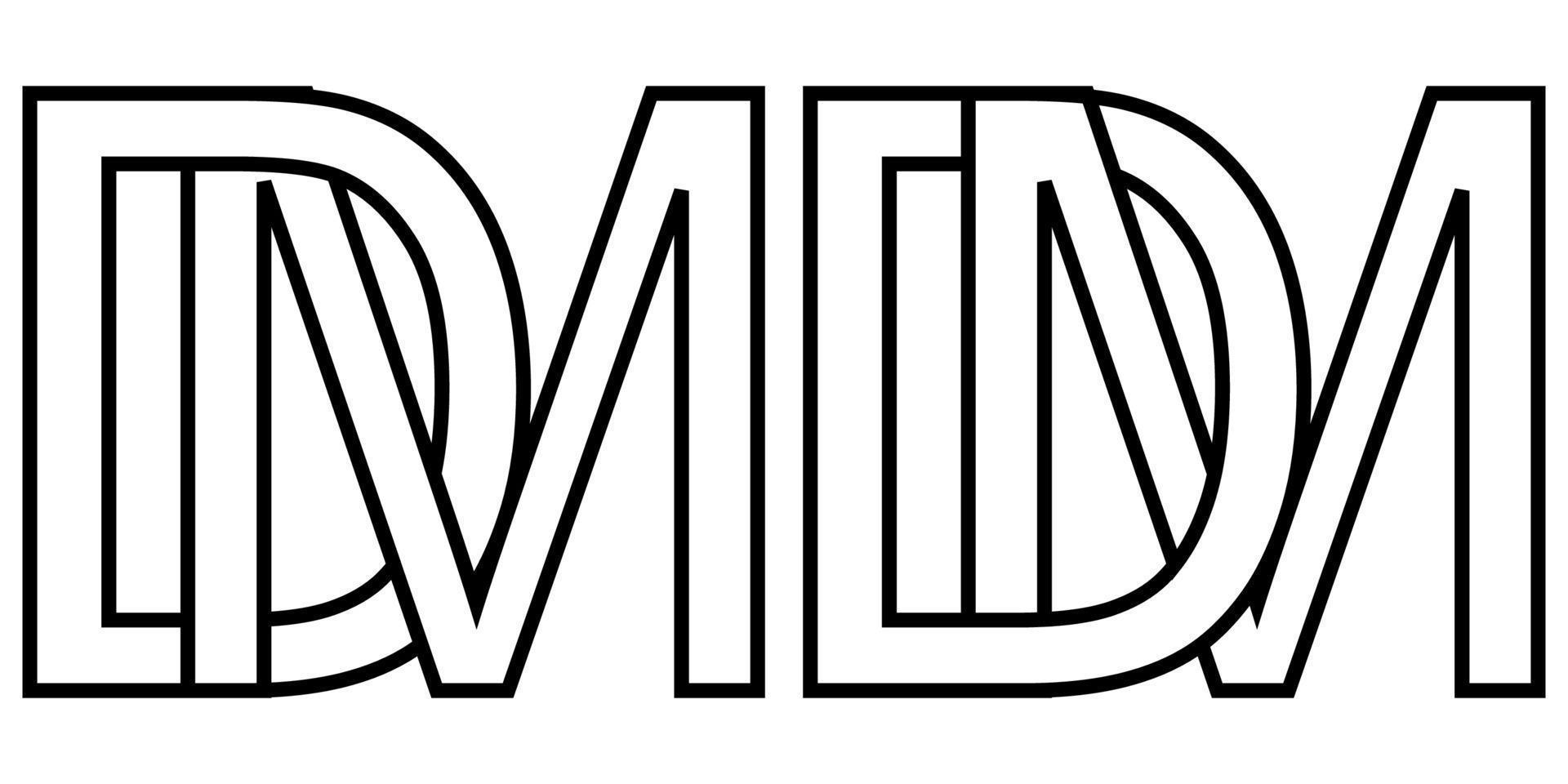 Logo md dm icon sign two interlaced letters m D, vector logo md dm first capital letters pattern alphabet m d
