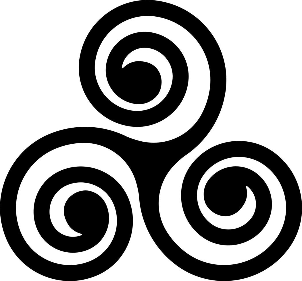 black Celtic triskelion spirals over white one Triple helix vector