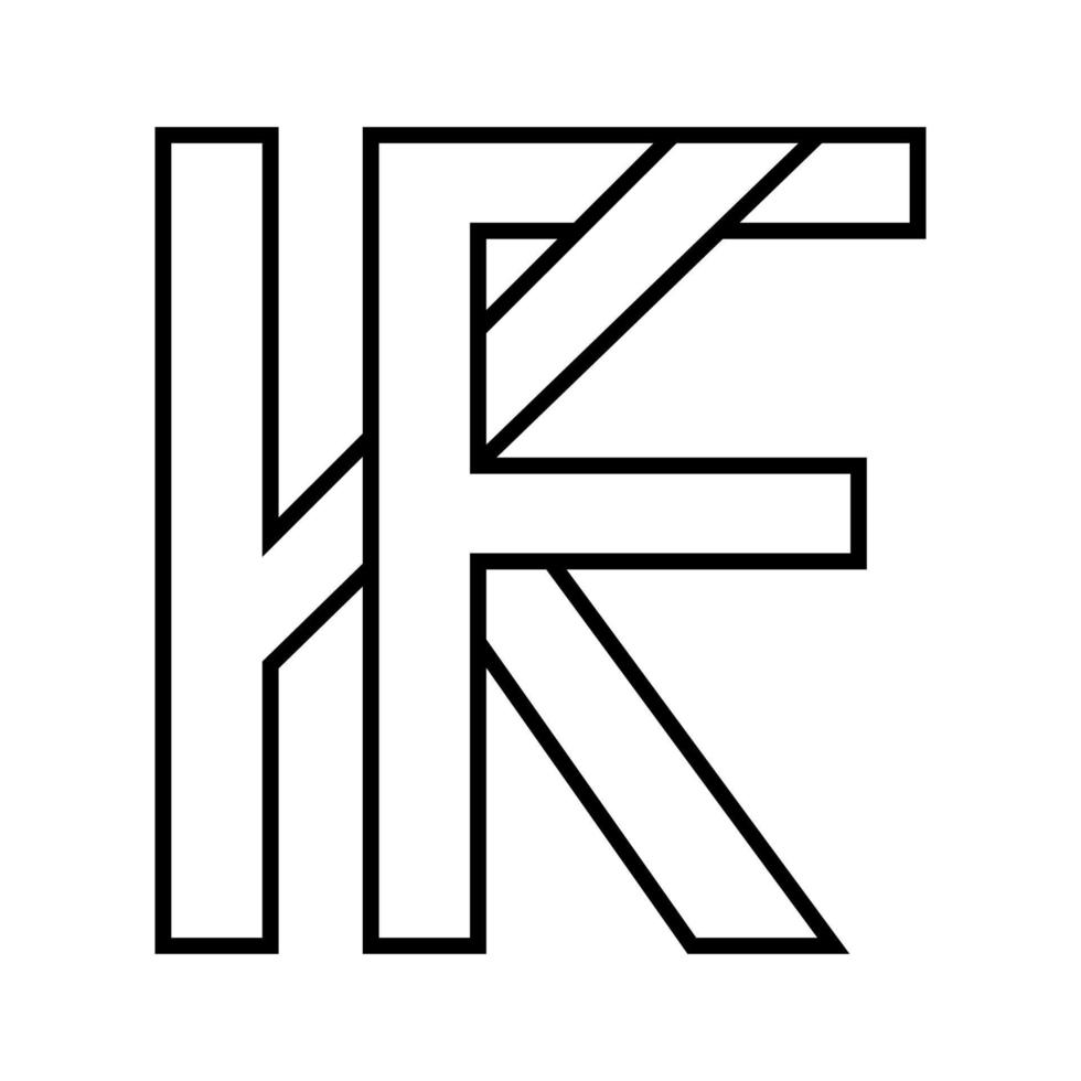 logo firmar kf joder, icono doble letras logotipo F k vector