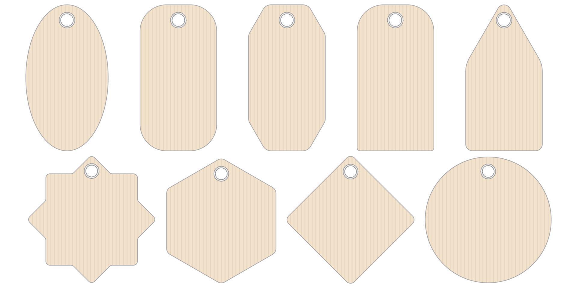 Set geometric shape paper price tags or gift tags of various shapes