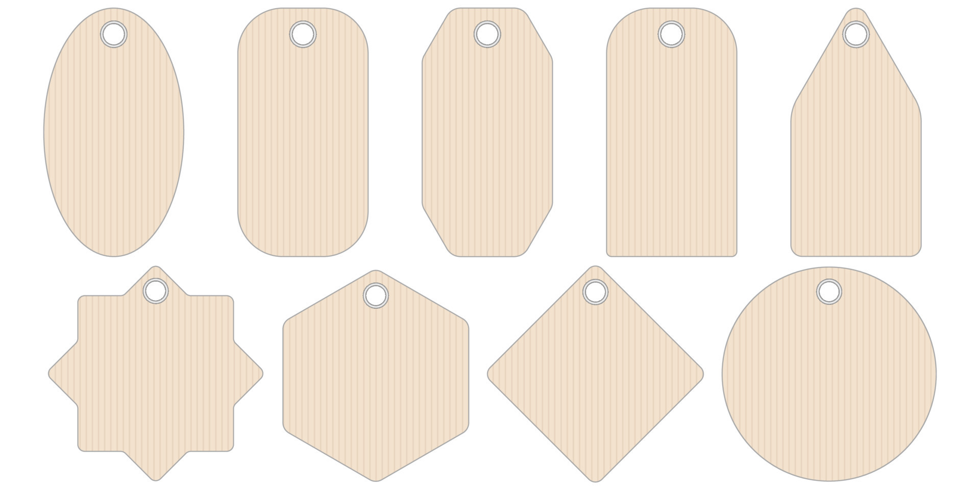 Set geometric shape paper price tags or gift tags of various shapes