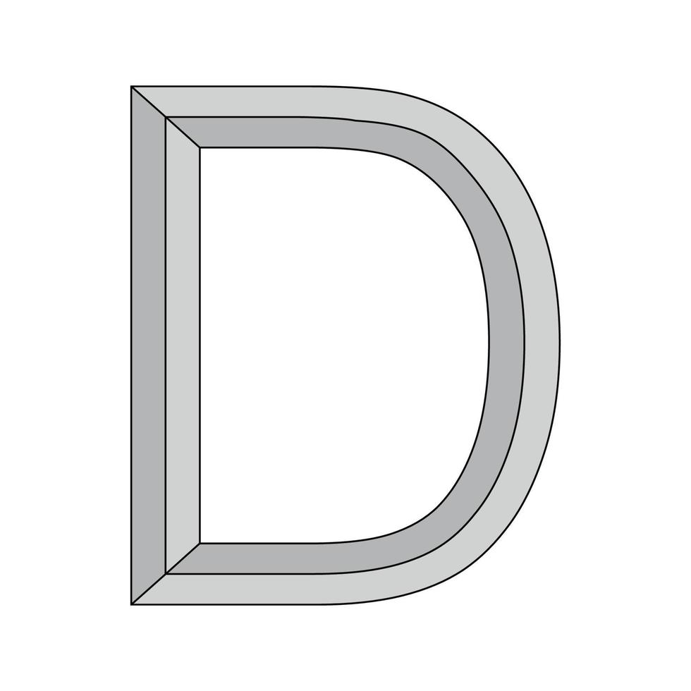 logo three dimensional letter D, vector capital first letter alphabet D logo icon template design elements 3d