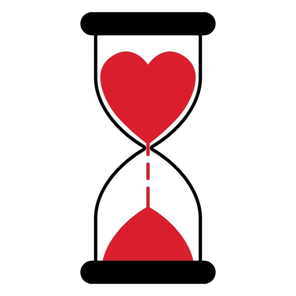 Hourglass with a heart time love, a timer for lovers vector