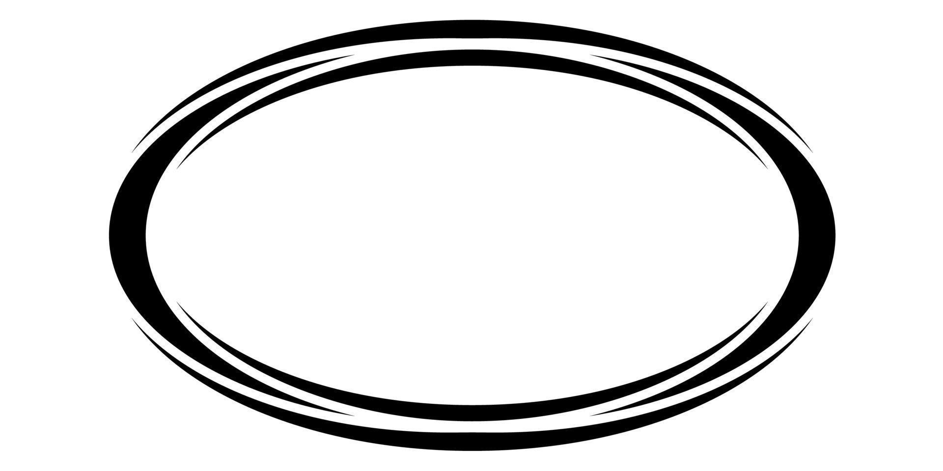 Oval round frame banner, border vector freehand drawing, round markers