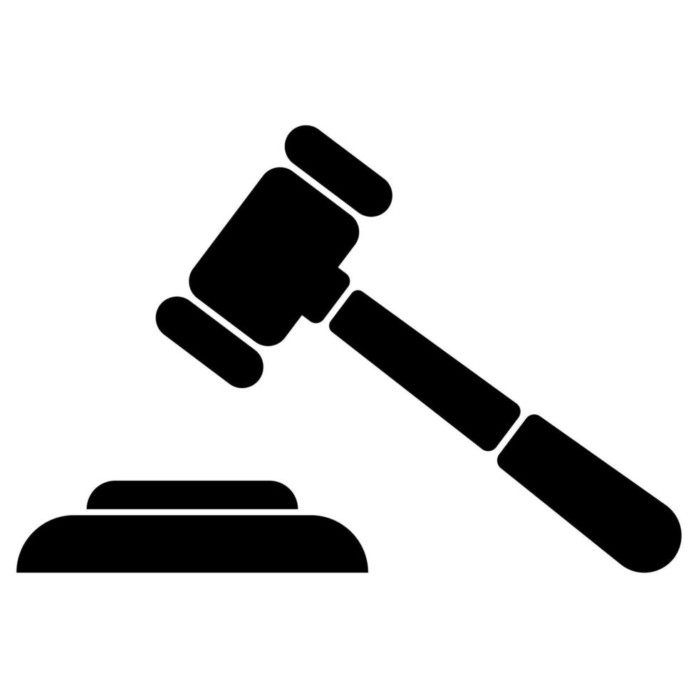 Judge hammer icon, gavel law, hammer for sentencing and bills, court, justice, with stand vector