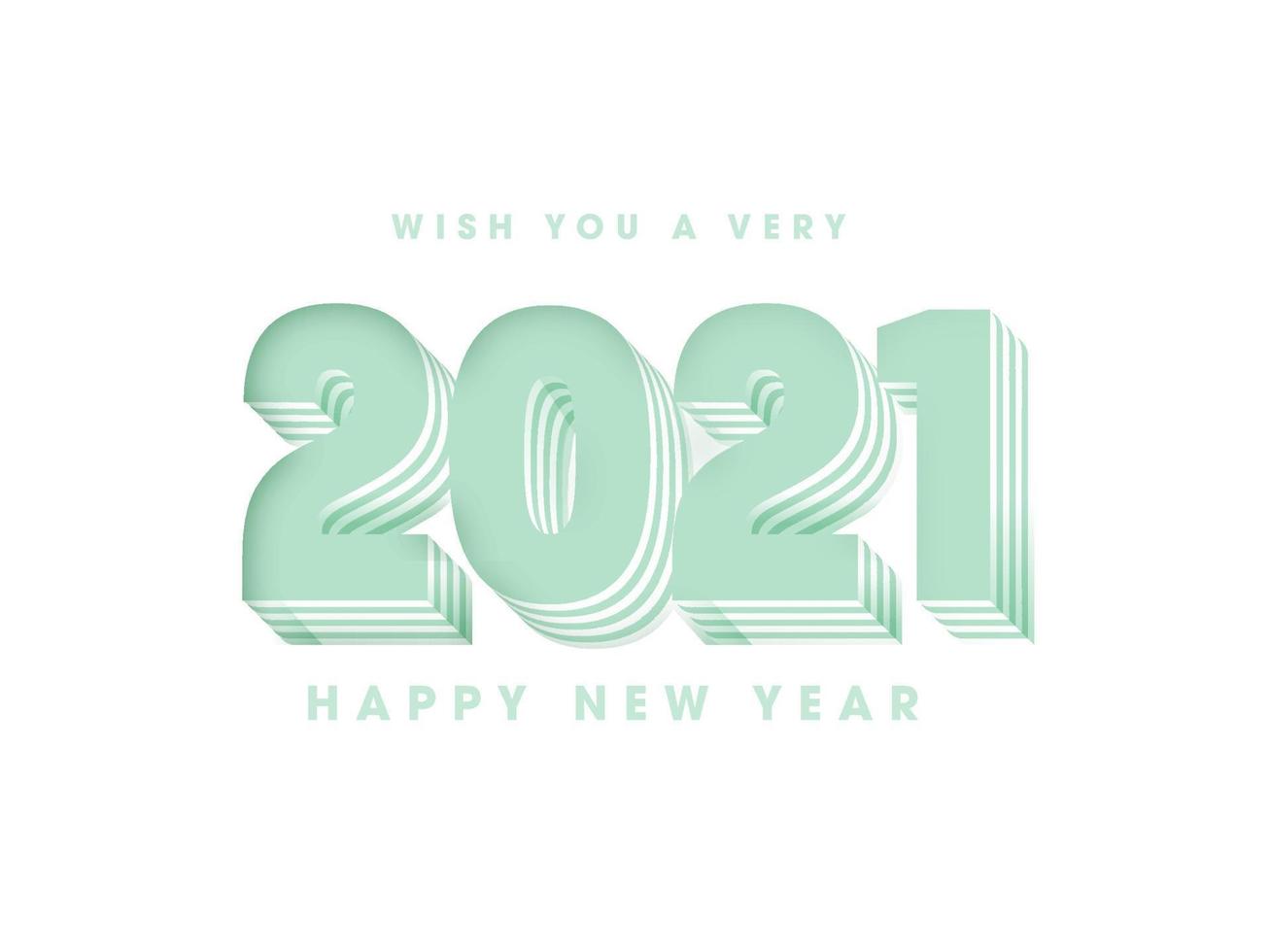 3D Layered Style 2021 Number on White Background for Happy New Year Celebration. Can be used as greeting card. vector