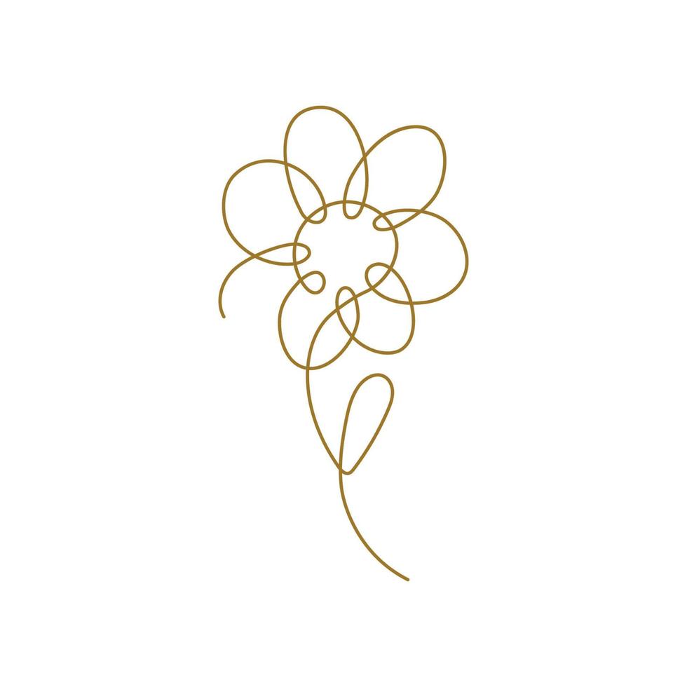 Single continuous line drawing icon flowers. Sunflower in one continuous line. Minimalist linear sketch isolated graphic element. Vector illustration One line flower, floral logo design. Simple flower