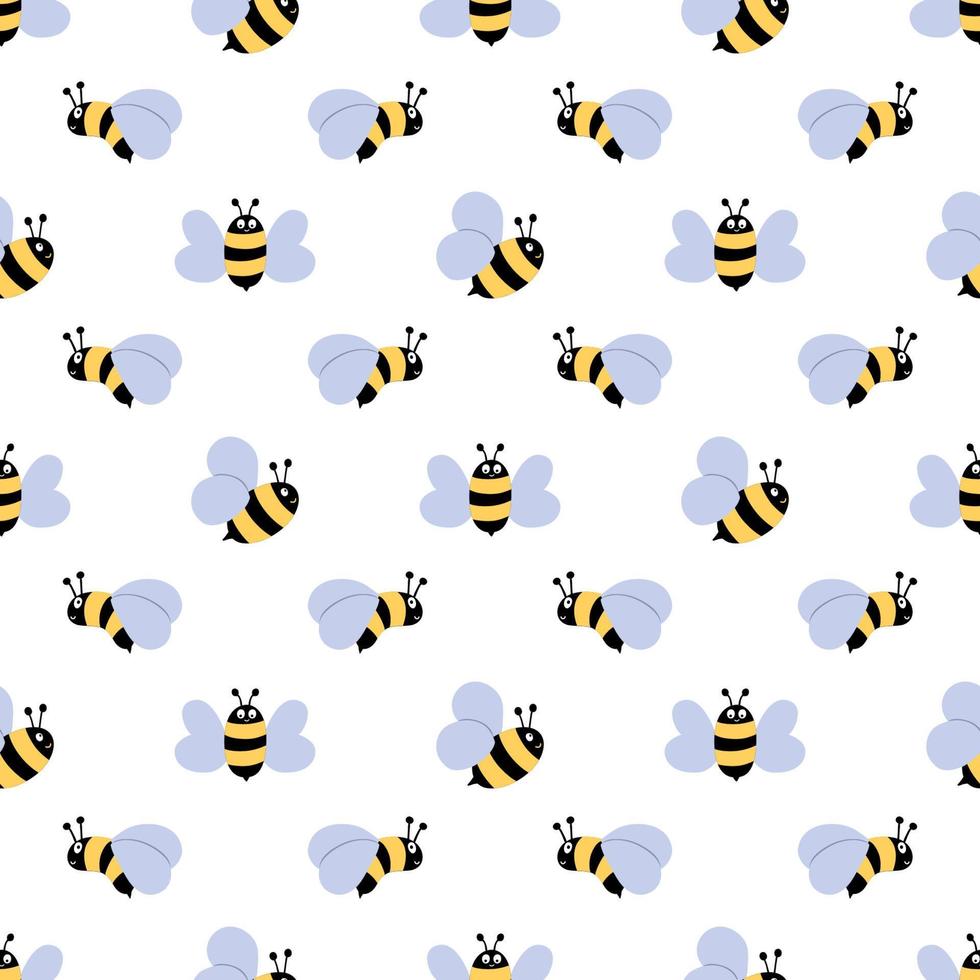 miel abeja modelo. linda miel abeja bebé antecedentes. abeja sin costura modelo. linda dibujos animados volador abejas verano fondo de pantalla. vector ilustración. mano dibujado abejorro insecto papel. gráfico dulce niños diseño.