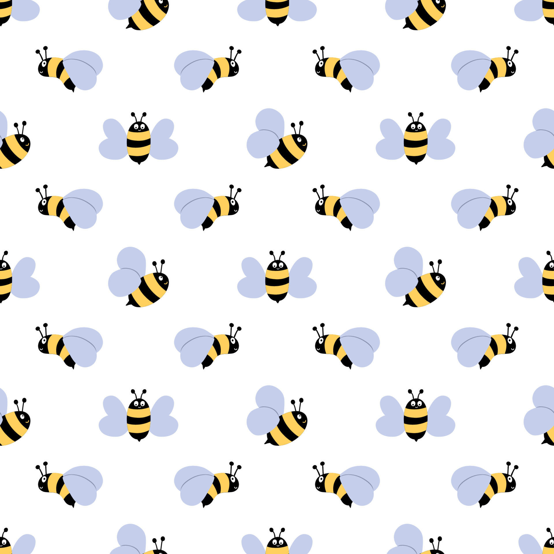 Honey bee pattern. Cute honey bee baby background. Bee seamless pattern