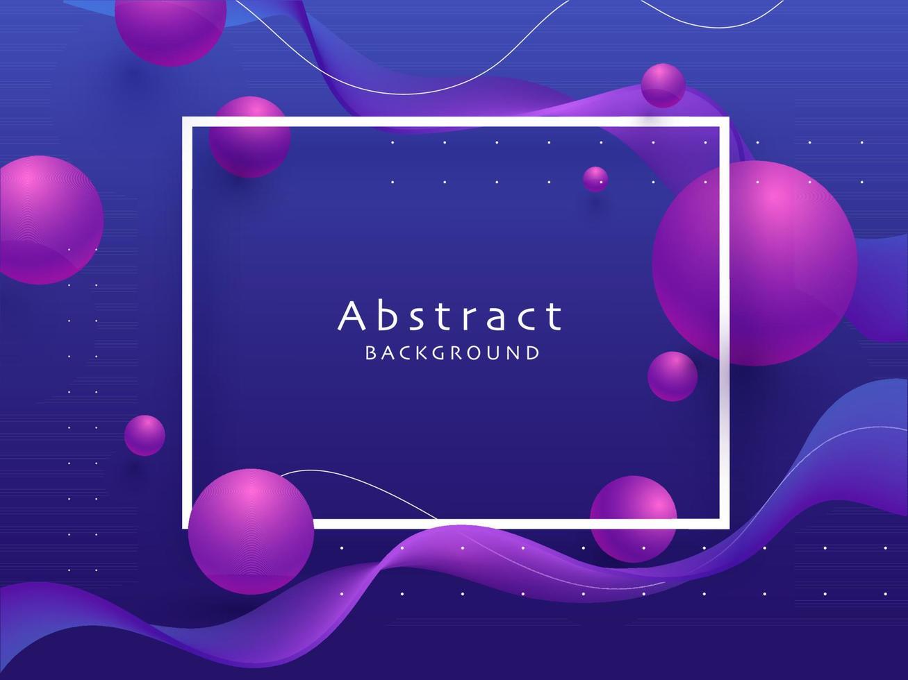 3D Purple Sphere's Decorated on Blue Abstract Waves Background. vector