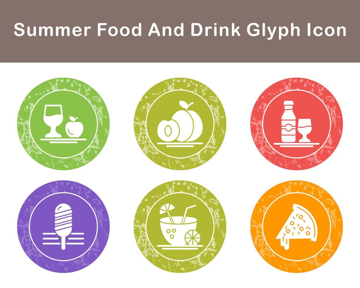 Summer Food And Drink Vector Icon Set