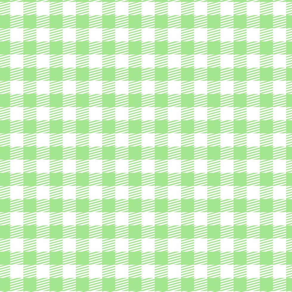 Plaid check patten in  white and green .Seamless fabric texture for print. vector